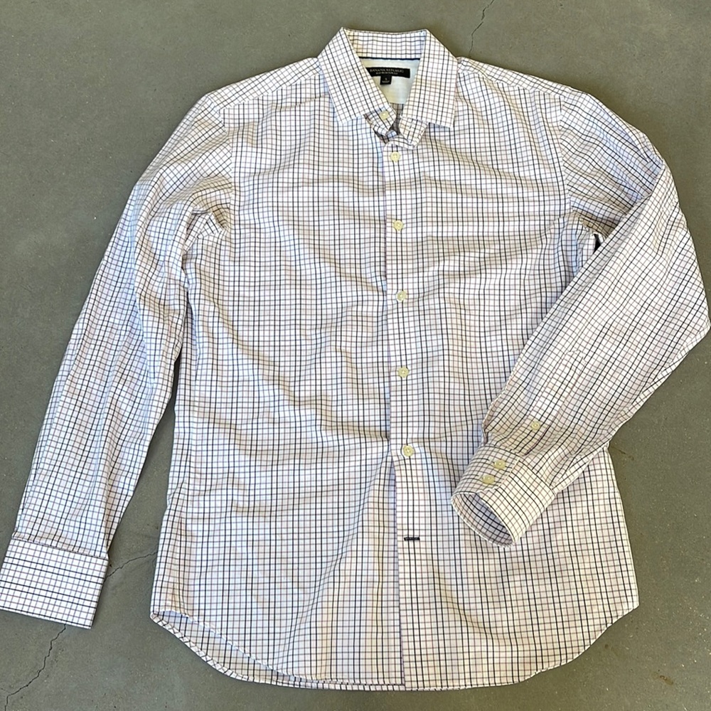 Banana Republic Gingham Pink Black & Gray Long sleeve button down